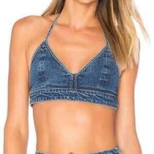 Denim halter crop top
